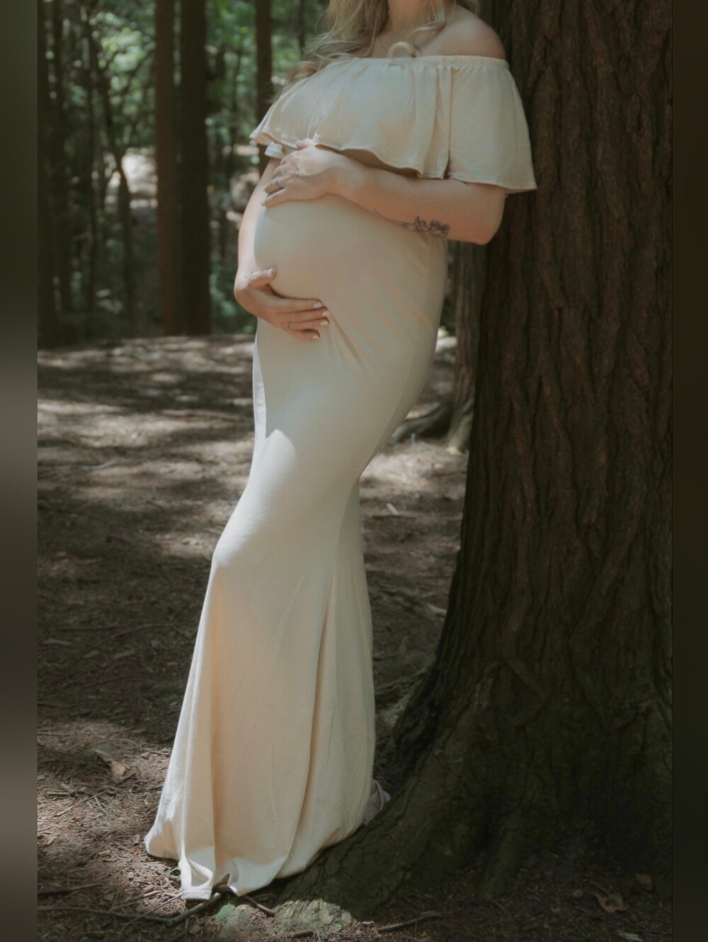 Cream Floor Length Fitted Dress - Picture 2 of 2